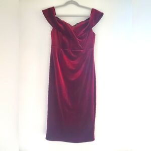 Merlot midi velvet dress, small